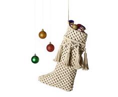 Weihnachtsstrumpf, rustikal, weiß, elfenbeinfarben, einzigartig, 38,1 cm, Makramee, Weihnachtsstrümpfe, Boho-Dekoration, gewebt, zum Aufhängen