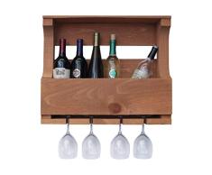 American WineKraft rustikales Weinregal aus Holz, für 6 Flaschen 18.75 x 22 x 4.5 Natur