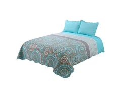 Vivinna Quilt Twin/King Size Sets Aufschrift umfassen 2 kissenrollen Patchwork Tagesdecke King:106x96 Seeblau