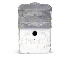 K&K Interiors 16066A Briefkasten, Metall, viktorianisches Design, 36 cm, Weiß