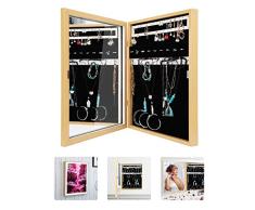 JEXICASE Spiegelschrank mit Holzmaserung für Schmuck, Wanddekoration, unsichtbare Aufbewahrungsbox, platzsparend, kreatives Geschenk, personalisierbar Sakura