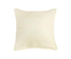 ELK Lighting Kissen / Teppich / Textil / Pouf (Bezug), Daunenfederfüllung (Einsatz), weiße Stickerei, weiße Leinenpaspel
