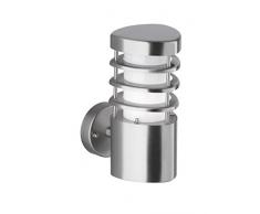 WOFI Außenwandleuchten, Metall, E27, 13 W, Edelstahl Gebürstet Roh, 10 x 17 x 22 cm