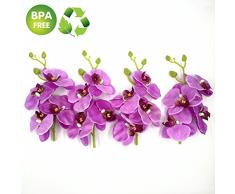 YYU DIY Künstliche Blumen Rosen 5 Strauß (Ein Strauß = 20 Stück) Handgefertigt Blume Schmetterling Blumenstrauß Hochzeit Home Dekoration DIY Kranz, Cymbidium Orchidee, Kunstpflanze Violett