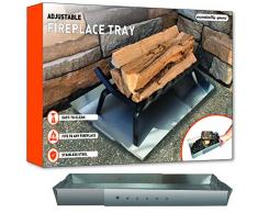 Essentially Yours Verstellbare Kaminschale aus Edelstahl, ausziehbare Esche und Glutthalter Pfanne, Muttern und Schrauben für zusätzliche Stabilität im Lieferumfang enthalten
