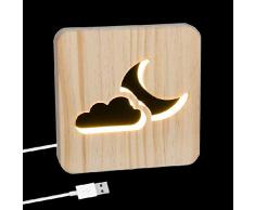 Dcasa LED Holz Mond Lampen Lufterfrischer Ringe Lampe Dekoration Haus Unisex Erwachsene Farbe One
