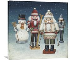 Global Galerie Skifahrer Nussknacker Snow Leinwandbild, 61 x 61 cm