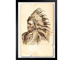 Poster Gießerei Sitting Bull Native American Tribal Chief 1881 Kunstdruck by proframes 14x20 inches Framed Poster