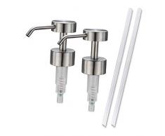 Lonovel 304 Edelstahl Seife und Lotion Pumpen Spender Ersatz Pumpe für Flaschen, Maurergläser oder andere DIY Container 28/400 Badezimmer Zubehör Halter Pumpen, matt lackiert, 2 Stück mit 2 Röhren