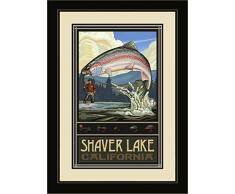 Northwest Art Mall pal-4534 fgdm rtfh Rasierer Lake California Rainbow Trout Fisherman Hills gerahmtes Wandbild Art von Künstler Paul A. lanquist, 40,6 x 55,9 cm