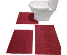 MAYSHAG Langes Badteppich Set 2-teilig Shaggy Badläufer Teppiche Combo, weiche Chenille Badematte 55,9 x 119,4 cm U-Form WC Boden Teppich Grau 50,8 x 50,8 cm