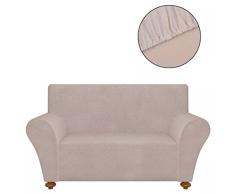 vidaXL 131089 Sofahusse 2-Sitzer Beige Sofabezüge Universal Stretchhussen, Gewebe, One Size