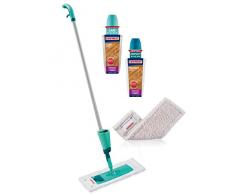 Leifheit Sprühwischer Starter Set Care und Protect für versiegeltes Parkett und Laminat, Wischer mit superweichem Bezug für empfingliche Böden, Bodenwischer inkl. Pflegemittel 625ml