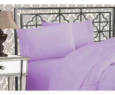 Luxus-Hotel-Bettwäsche-Set aus ägyptischer Baumwolle, Fadenzahl 800, 5-teilig, für Matratzen mit einer Tiefe von 40,6 cm bis 45,7 cm, Satin-Gewebe, weiche Baumwolle, Weiß Modern Split Queen Sheet Set violett