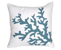 bestickt niedliches Nautisches Design Kopfkissen Bezüge, quadratisch 45,7 cm dekorativ Leinwand Kissen Bezug für nautischen Stil deco durch decopow, baumwolle, Seagreen-coral, 18X18 IN