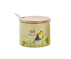 Item Macaw No Drama Bahamas Salz- oder Zuckerdose aus Keramik, mit Bambusdeckel und Keramiklöffel, 4.72