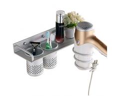 Lmeison Hair Blow Trockner Halter, Wandhalterung Haartrockner Einhängegestell Veranstalter,Badezimmer Storage Rack,Aluminium Fönhalter mit 2 Tassen