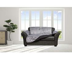 Quickfit Joseph Sofabezug aus Flanell, wendbar, wasserdicht, Mikrofaser, Taupe-Mokka, Schwarz/Grau, 88x70.5