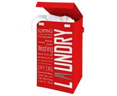 Faltbarer Wäschesammler mit Deckel und Logo-Design – langlebiges Leinen-Design – für Kleidung & Wäsche, Zuhause Organisation – (13,8 x 65,2 cm) Laundry Today Print - Red