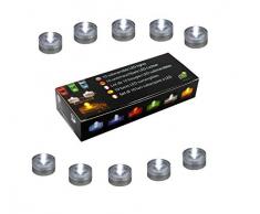 PK Green 10 LED Unterwasserlichter für Badewanne, Pool, Teich - Batterie wasserdichte Teelichter LED Lichter Weiß