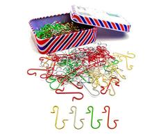 Hyamass 200 Stück Weihnachtsdekoration Haken Metall Draht Haken Mini Kleiderbügel Edelstahl S-Form Kleiderbügel Ornament Kleiderbügel mit Aufbewahrungsbox für Weihnachtsbaum Dekoration DIY Handwerk (Gold, Silber, Rot und Grün)