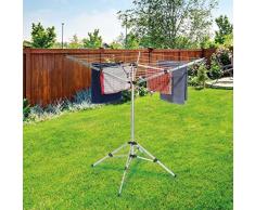 Anika 66429 Tragbarer Wäscheständer, 16 m Trockenfläche, drehbare Wäscheleine, 4 Beine, Ständer, Camping, Wohnmobil, kleine Haushalte, hält bis zu 10 kg Kleidung, Silber, 102cm x 102cm