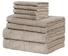 Weidemans Premium 8-teiliges Handtuch-Set mit 2 Badetüchern 76,2 x 142,2 cm, 2 Handtücher 45,7 x 76,2 cm und 4 Waschlappen 33 x 33 cm – reine Baumwolle, maschinenwaschbar, hohe Saugfähigkeit 13 x 13 sand