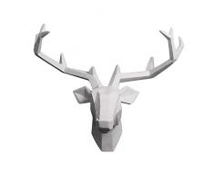 YJ Home Wandskulptur Hirschkopf, Wanddekoration Art Deco Large White Deer 1