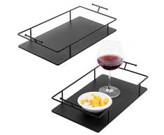 MyGift Minimalistisches Serviertablett, Metall, Schwarz, 2 Stück
