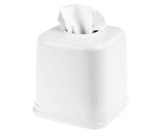 mDesign Quadratische Papiertaschentuchbox aus Metall für Badezimmer-Schminktischen, Schlafzimmer-Kommode, Nachttisch, Schreibtisch und Tische – Stahl, Weiß