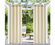 Pro Space Outdoor Vorhänge Raumteiler – 2 Paneele wasserdicht schimmelresistent Ösen Oben für Pergola/Veranda, Beige (127 cm W x 120 cm L, Beige)