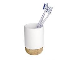 Wenko Zahnputzbecher Corc Zahnbürstenhalter, für Zahnbürste und Zahnpasta, Keramik, Ø 7, 5 x 11, 5 cm, weiß