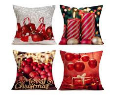 Fukeen Kissenbezüge, Baumwolle, Leinen, 4 Stück, modern, London City, dekorativer Kissenbezug, Home Sofa, Deko, Standard 45,7 x 45,7 cm 18x18 Rote Weihnachtsglocke