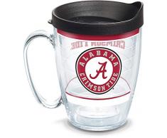 Tervis 1348020 Alabama Crimson Tide Tradition Thermobecher mit Umschlag und schwarzem Deckel, 454 ml, transparent