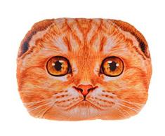 Sumerk 3D Cute Plüsch Katze Kopf Form Kissen Auto Sofa Sessel Rückenkissen, Kissenbezug Cat Face Deko Geschenk Medium Yellow(Without Ears)