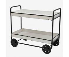 Better & Best Rollwagen aus Eisen mit 2 Fächern, Weiß, gebeizt, Maße 75 x 36 x 65 cm, Material: Metall, Einheitsgröße