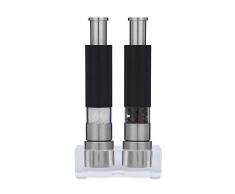 Grind Gourmet Original Pump & Grind Edelstahl Salz und Pfeffer-, Salz- und Pfeffermühle erhältlich in, rot und schwarz Edelstahl-Sets mit gratis Salz und Pfeffer Pakete und steht., edelstahl, Very Black