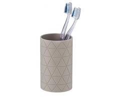 WENKO Casella Zahnputzbecher-/ Zahnbürstenhalter (für Zahnbürste und Zahnpasta) 6.8 x 11.8 x 6.8 cm, Taupe