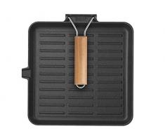 Home 728129 Grillpfanne 1 Griff, Gusseisen, Quadra, 28 cm