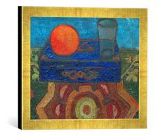 Gerahmtes Bild von Paula Modersohn-Becker Stilleben mit blauem Kasten, Kunstdruck im hochwertigen handgefertigten Bilder-Rahmen, 40x30 cm, Gold Raya