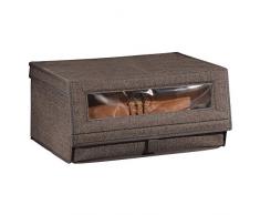 mDesign Schuhaufbewahrung aus Stoff – stapelbare Schuhbox mit Sichtfenster, Klettverschluss und Klappdeckel – große Aufbewahrungsbox für den Schrank oder das Regal – espressobraun