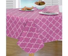 Everyday Luxus von Newbridge Peyton Geo Flanell Rückseite Indoor Outdoor Vinyl Tisch Linens Tropisch 60x84 Oblong (Rectangle) Hellrosa