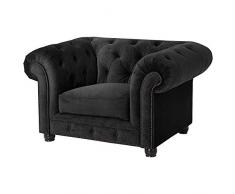 Max Winzer® Sessel Orleans, schwarz, Samtvelours, Chesterfield, 135 x 100 x 77 cm
