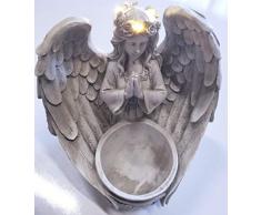 Tremont Gartenfigur Engelmädchen, mit beleuchtetem Kopfkranz, wunderschöner Topf auf der Vorderseite, kann als Pflanzgefäß verwendet Werden, Batterien Nicht enthalten