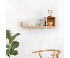 INMAN Wandregal, Eichenholz, Würfel, Bücherregal, kreatives Gitter, schwebendes CD-Rack, Foto-Display, Heimwand-Organizer Right Eiche