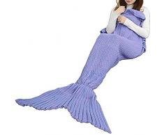 Meerjungfrau Schwanz Decke Crochet Mermaid für Erwachsene, Pretty praktischer alle Jahreszeiten Decke Decken Strick Sofa Klimaanlage Decke Schlafsäcke, violett, 71x35