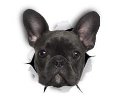 Winston & Bear 3D Hund Aufkleber - 2er-Pack - schwarz französische Bulldogge Aufkleber für Wand, Kühlschrank Frenchie Aufkleber