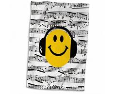 3D Rose Gelb Smiley Gesicht Hören Kopfhörer Musiknoten Blatt Happy DJ Deejay Handtuch Sport Handtuch 15x22