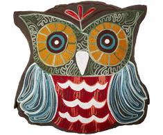 Twos Company Kissen Eule, roter Körper und Blaue Flügel