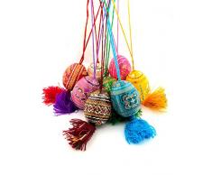 Religiöse Geschenke, 3er-Set, Ukrainische hölzerne Ostereier, handbemalt, Pysanky Pisanky auf Kordel 6,4 cm